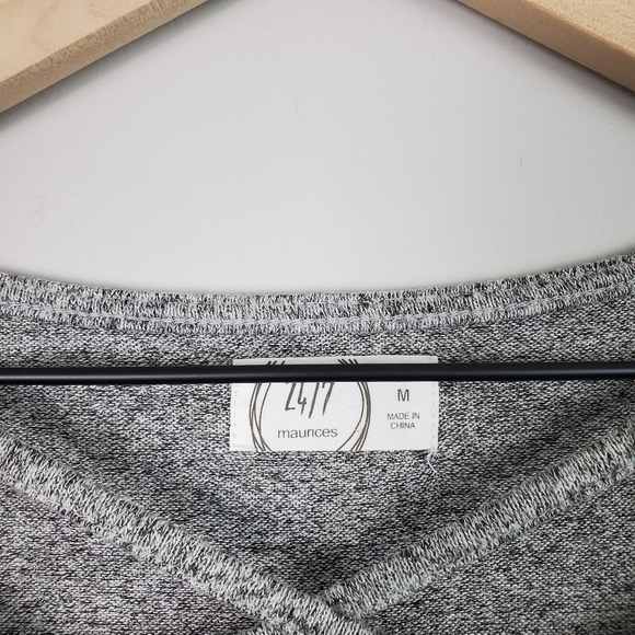 Maurices Gray Cross Front Long Sleeve 24/7 Top Medium - Picture 3 of 5